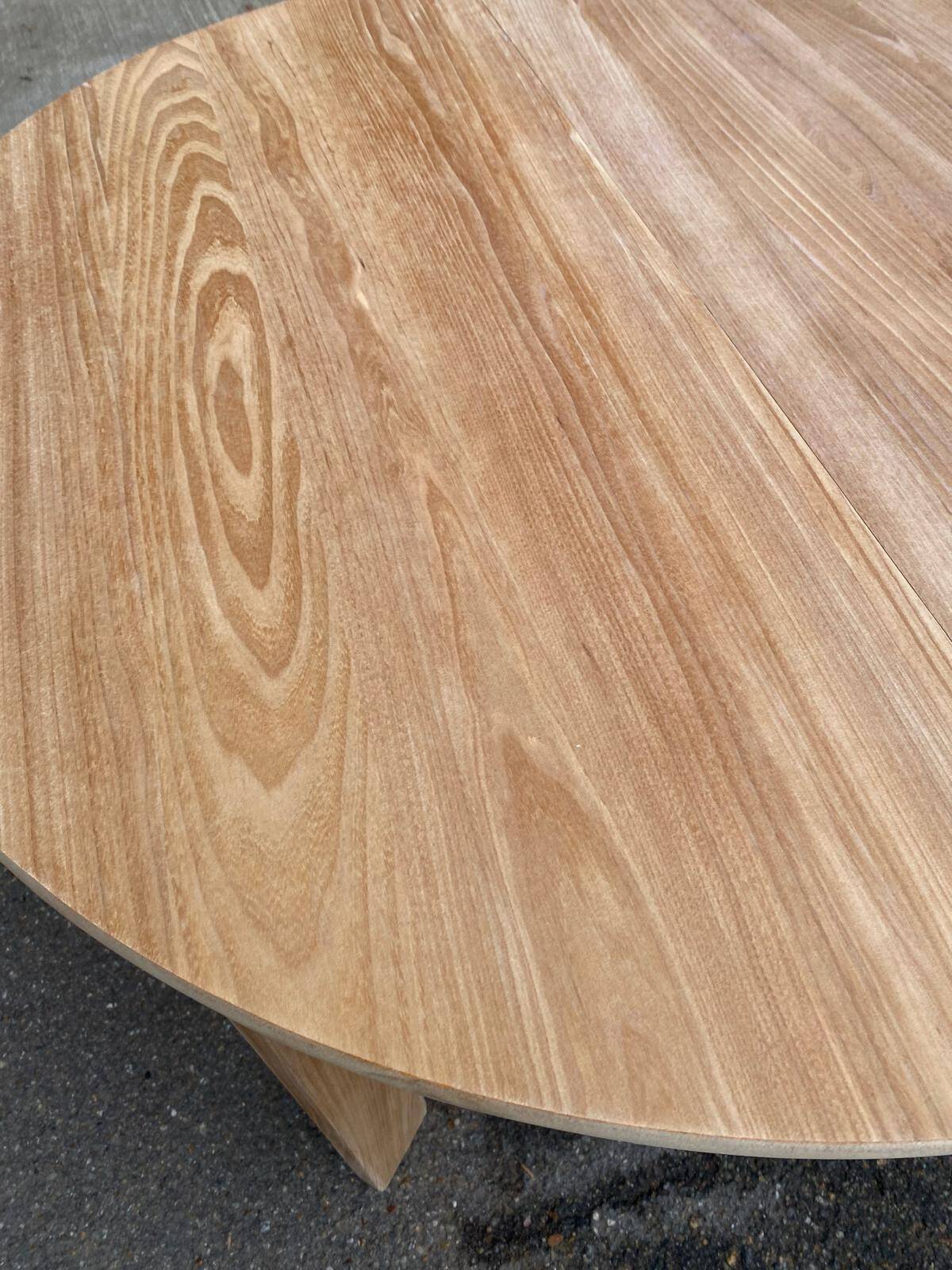 Scandinavian round extendable dining table stripped in raw oak 1980