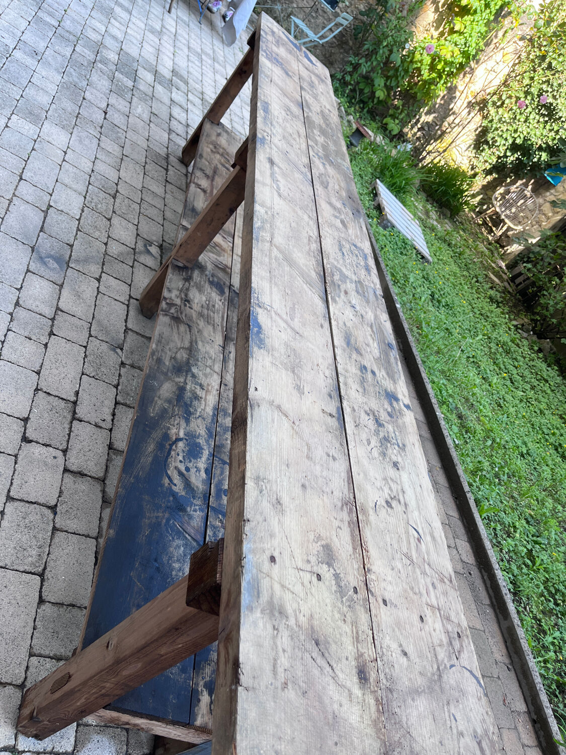 Old workbench 3m30 all in wood