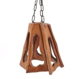 Asymmetrical wooden pendant light, 70s