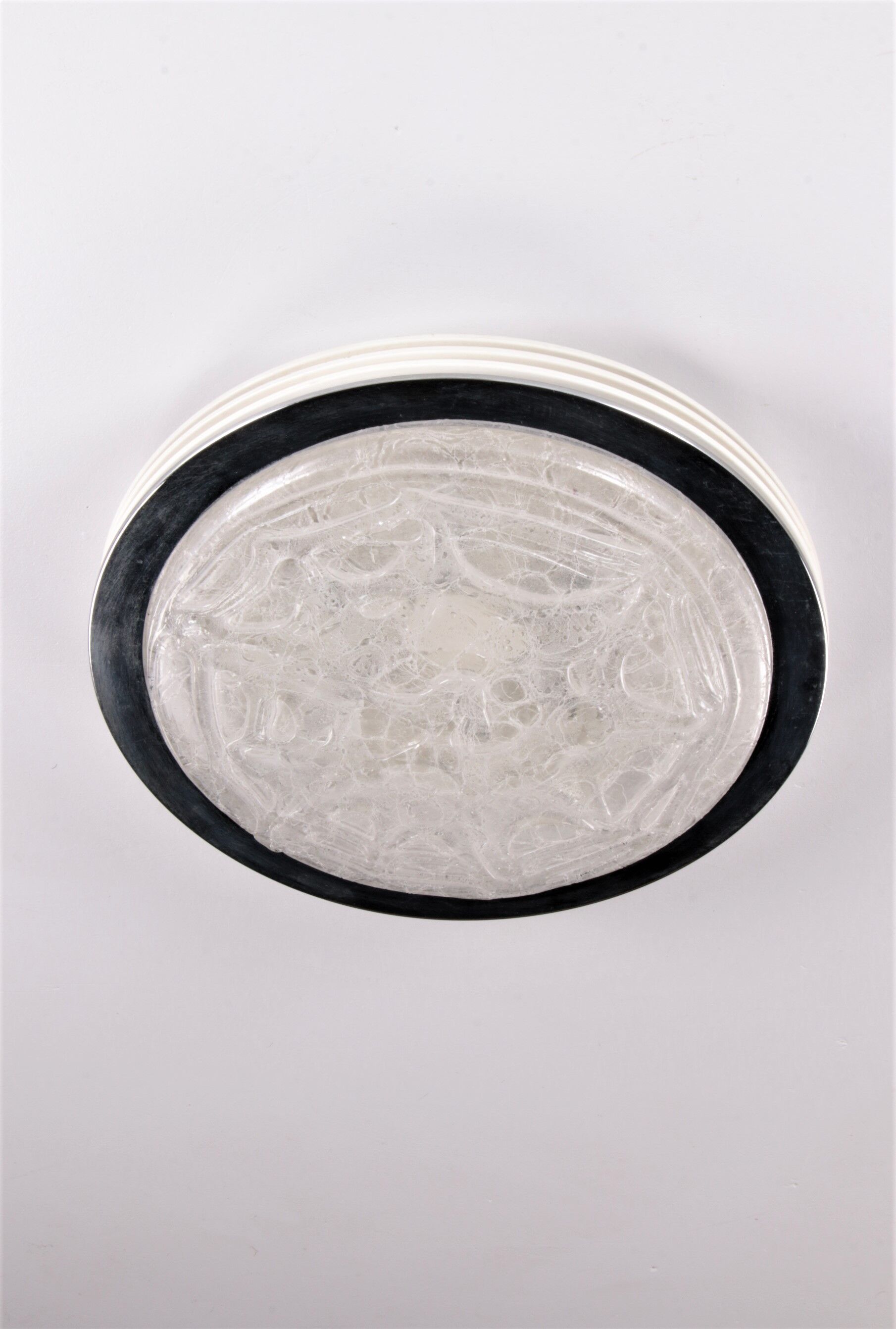 Vintage ceiling lamp Doria leuchten with ice glass and metal, Germany 1960s