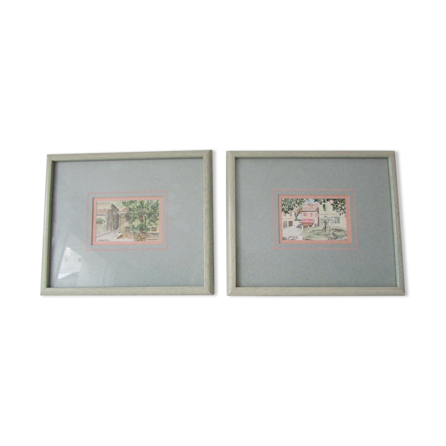 Two framed watercolors signed grosz