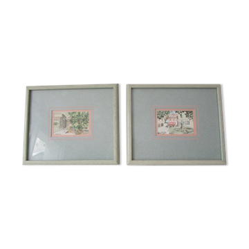 Two framed watercolors signed grosz