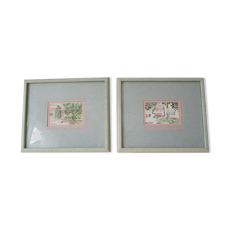 Two framed watercolors signed grosz