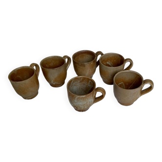 6 coffee tea cups stoneware ceramic vintage tableware ACC-7126