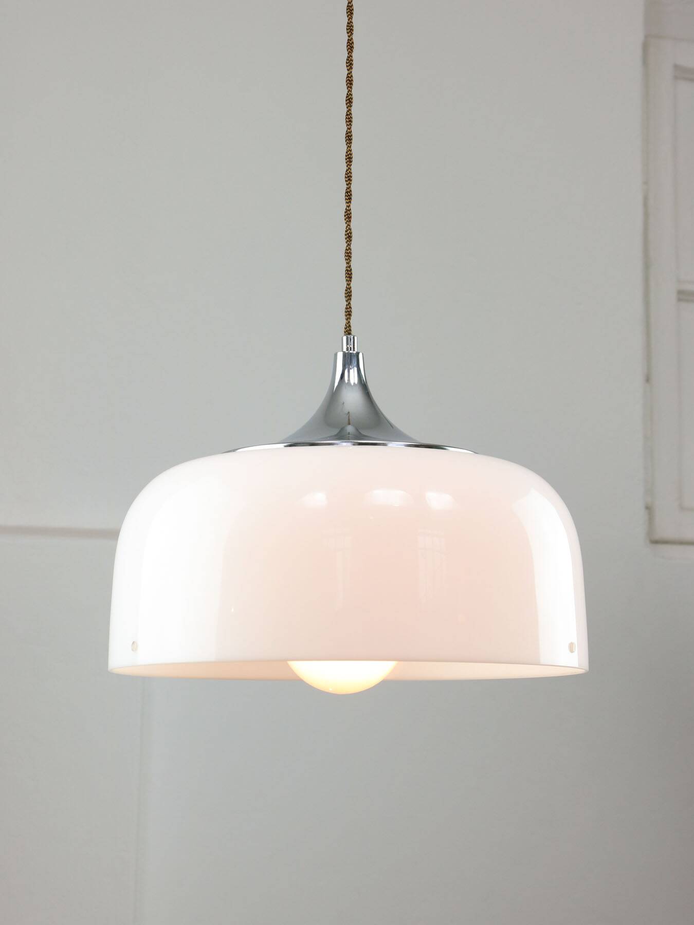Space Age White Pendant Lamp from Guzzini, 1960s