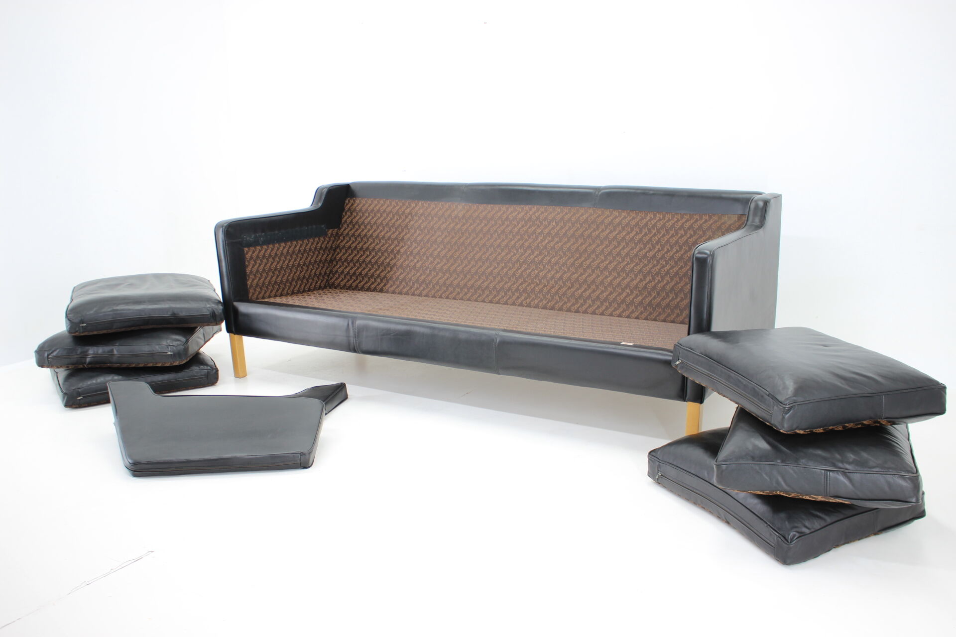 1980s Black Leather 3-Seater Sofa by Stouby, Denmark