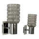 Pair of vintage wall lights, chromed metal and pressed molded glass, Italy, 1970