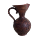 Terracotta Pitcher Vase with Enameled Interior and Engraved Wood Effect