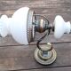 White opaline wall lamp metal, vintage 1960