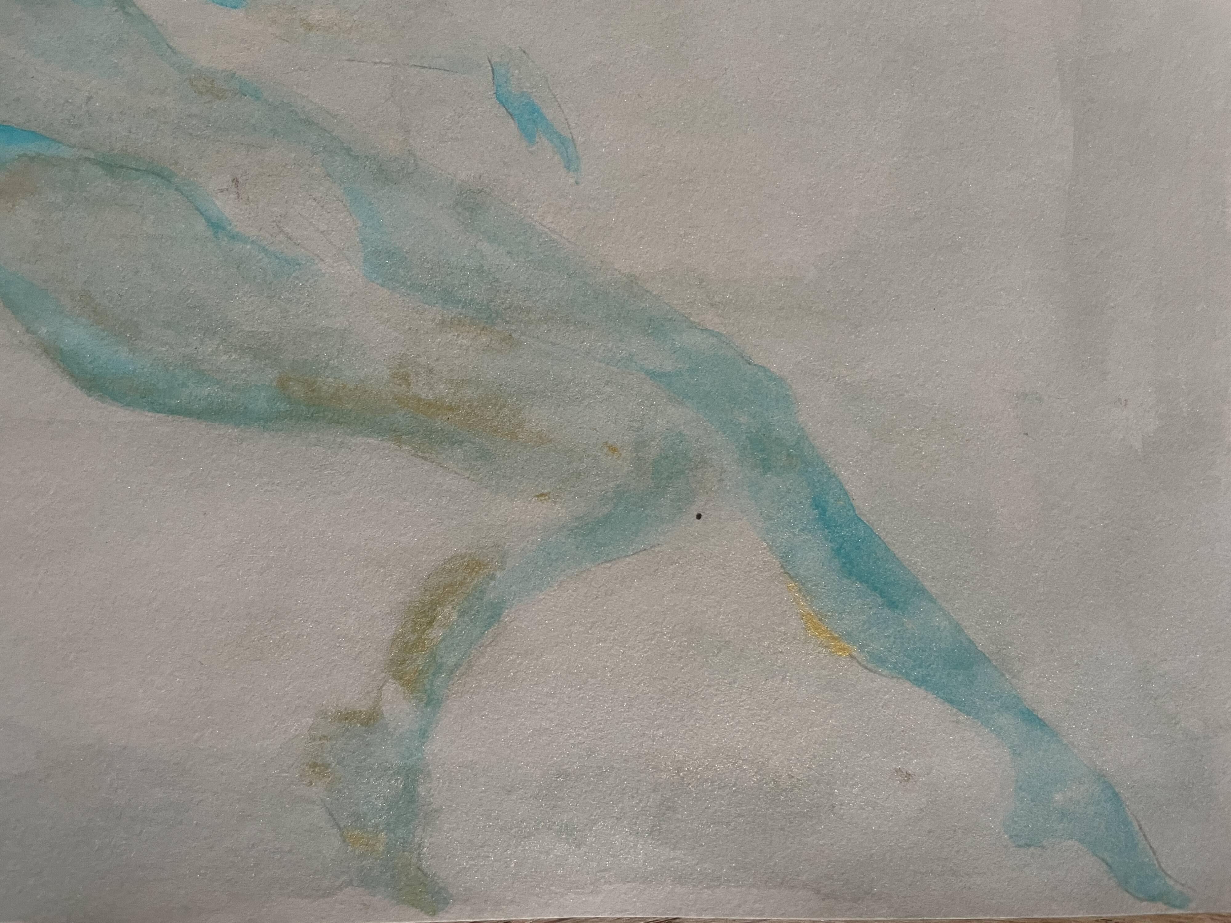 Tableau signé aquarelle monochrome « étude femme allongée »