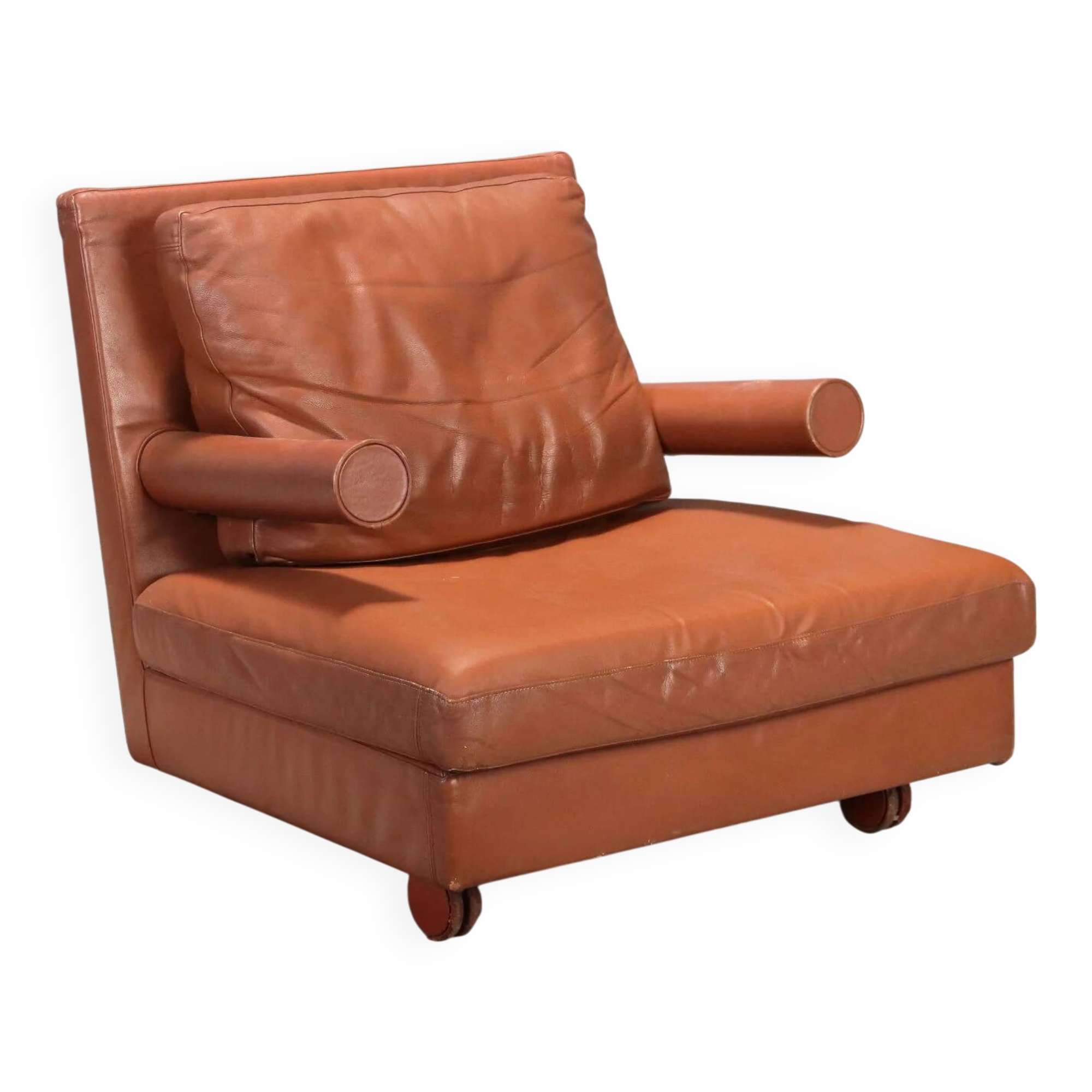 Fauteuil Baisity B&B, design vintage Antonio Citterio, cuir, années 1980