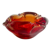 Bohemian-style glass ashtray in red and orange, Czechoslovakia, c. 1960s