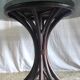 Round dining table tulip foot in rattan and smoked glass 70s