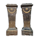Pair of Louis XVI columns in lacquered and gilded plaster around 1800