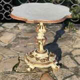 Carved and lacquered wooden side table.