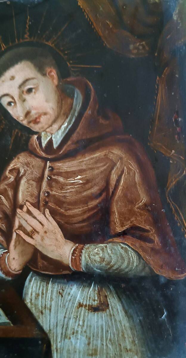 Antique painting on copper - Saint Charles Borromeo - Italian School, 17th century