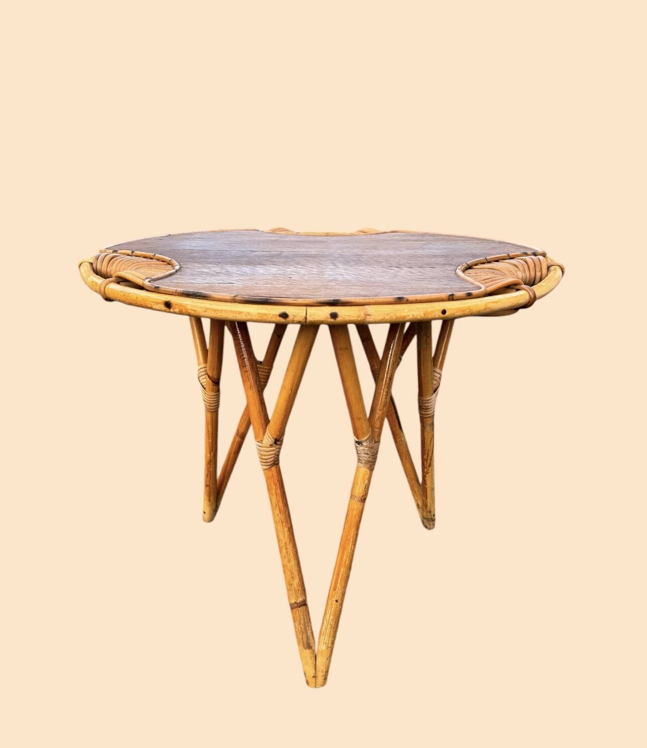 Janine Abraham Rattan Tripod Coffee Table