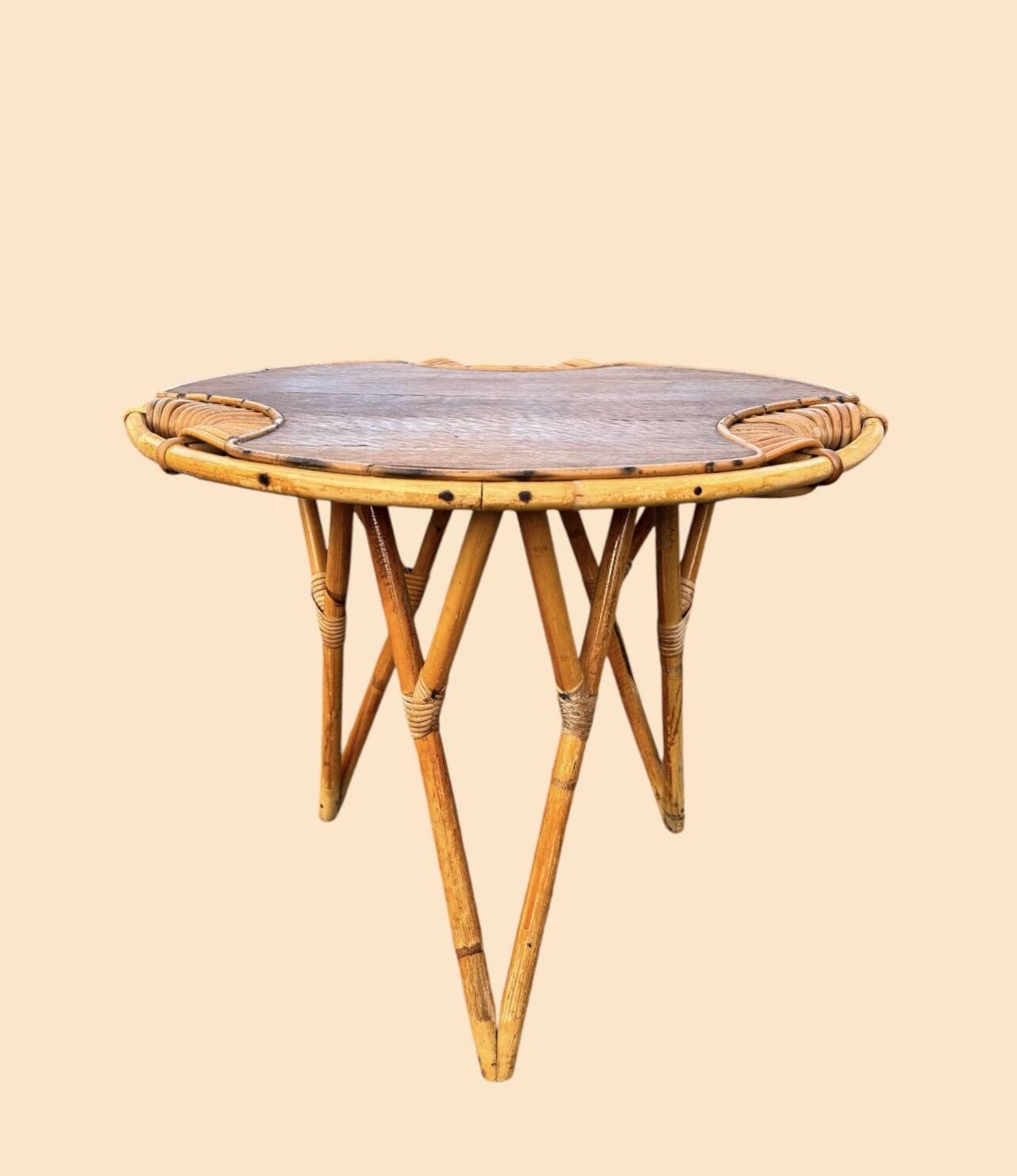 Janine Abraham Rattan Tripod Coffee Table