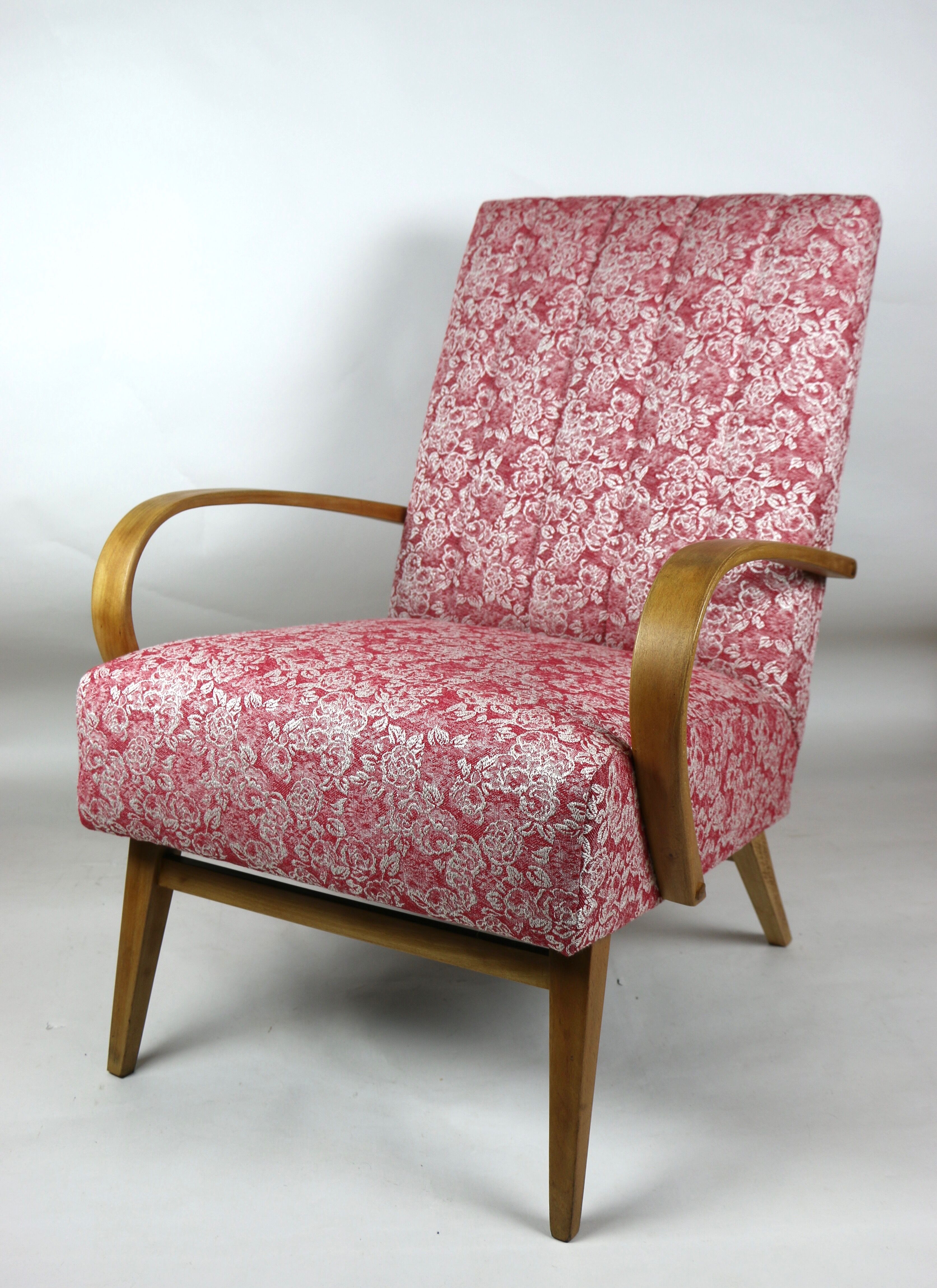 Art deco style rose velvet armchair, 1970s