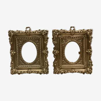 Pair of brass photo frames