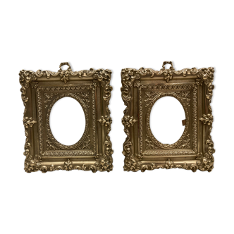 Pair of brass photo frames
