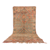 Tapis marocain vintage pêche 173 x 383 cm, tapis en laine berbère, tapis boho fait main