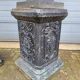 Large antique cast iron vases on pedestal