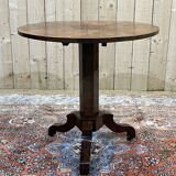 Pedestal table XIXth in walnut and marquetry