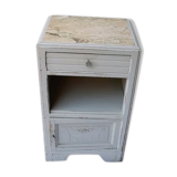 50's wooden and light marble bedside