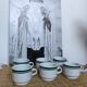 Lot 6 tasses en porcelaine blanc rayure vert