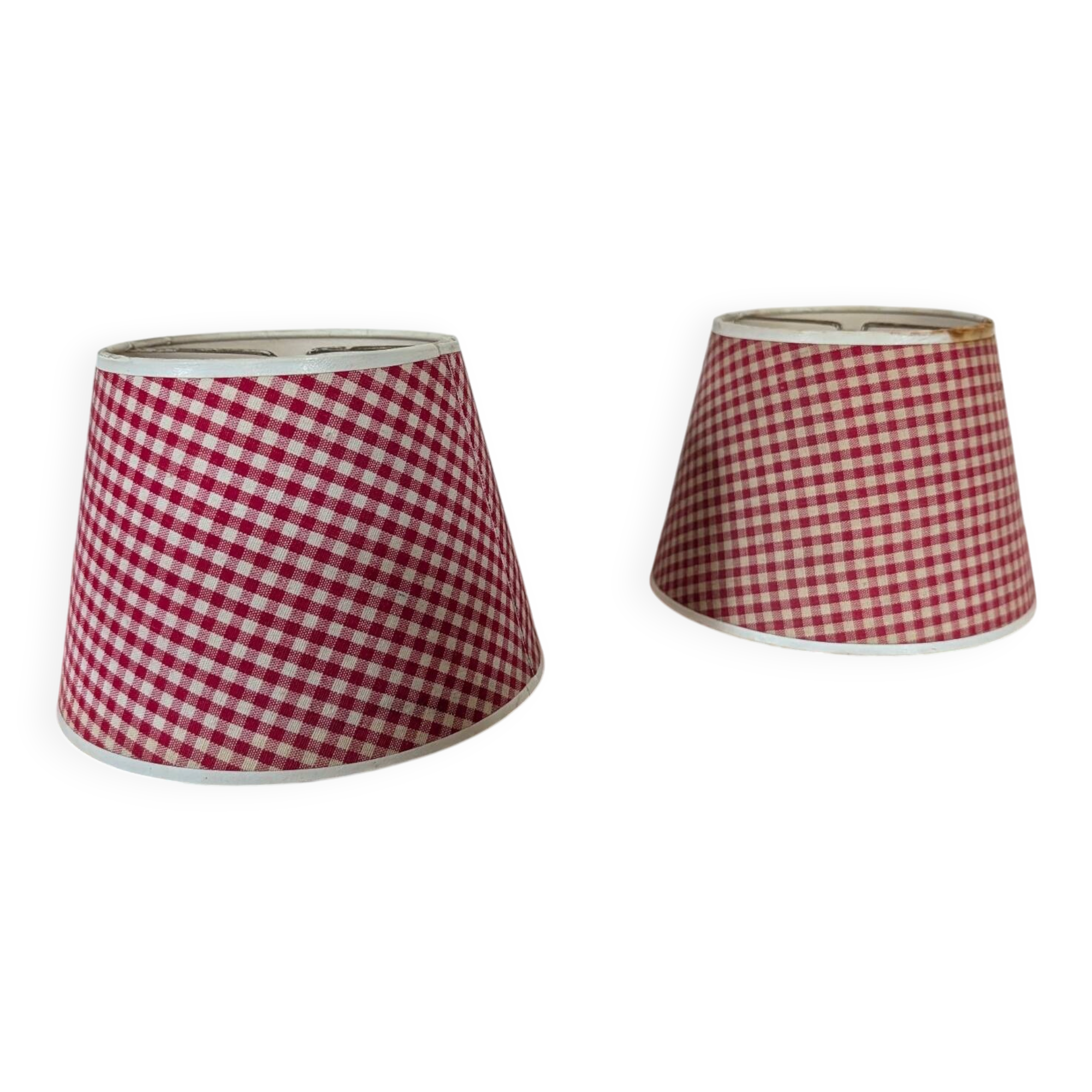 Pair of red gingham lampshades from the 60s