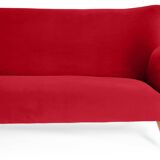 Canapé trois places en velours allemand, années 1960, bordeaux, restauré