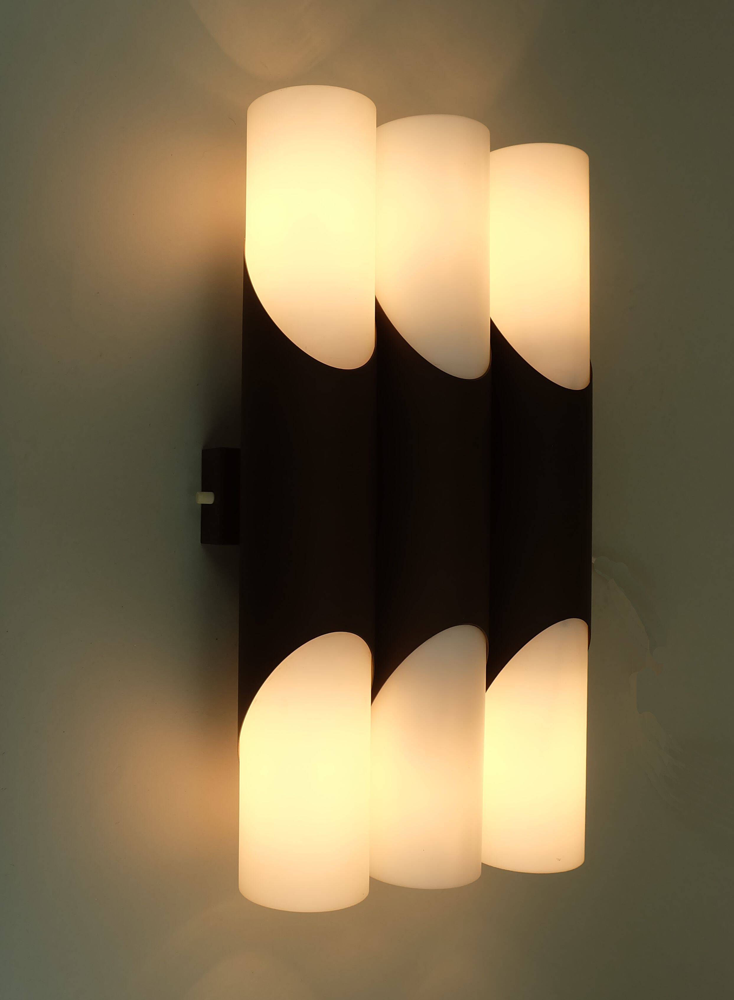 Wall lamp design klaus link for neuhaus-leuchten 1960s metal satin glass