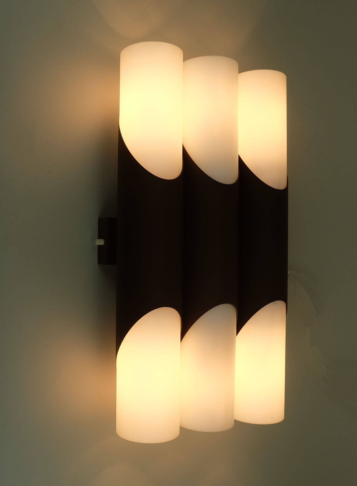Wall lamp design klaus link for neuhaus-leuchten 1960s metal satin glass