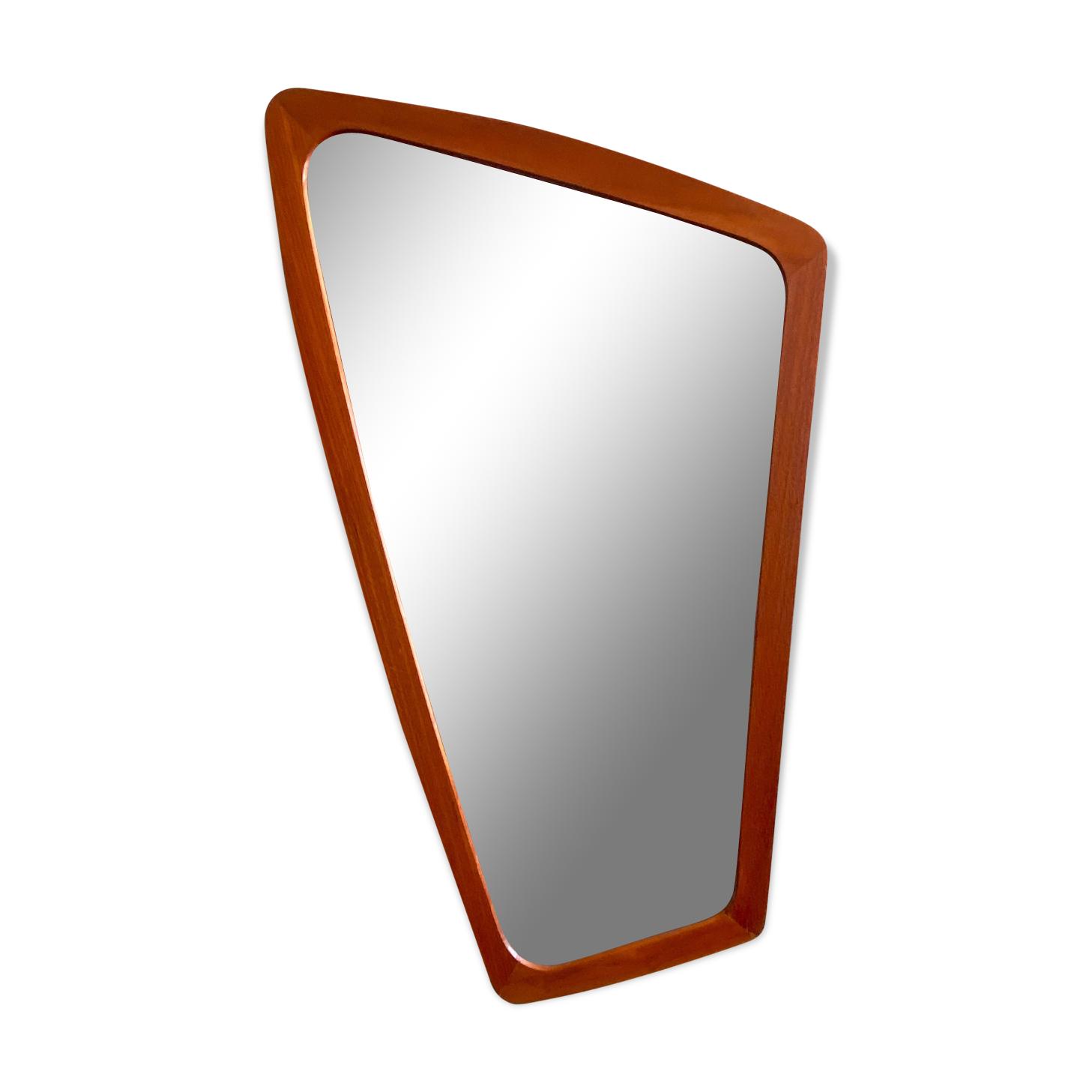 Free-form teak mirror - scandinavian work of the 1960s