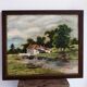 Antique oil painting, vintage bucolic countryside painting.