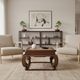 Antique Chinese coffee table in elm, rattan top, 19th century.