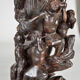 African carved ebony lamp, "Hunters, buffalo and crocodile"