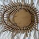 Vintage 1960s sun mirror, rattan, ORTF style, spiral eye - 66 x 50 cm