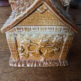 Brown salt-glazed stoneware tobacco pot with candle holder, 1840/1880