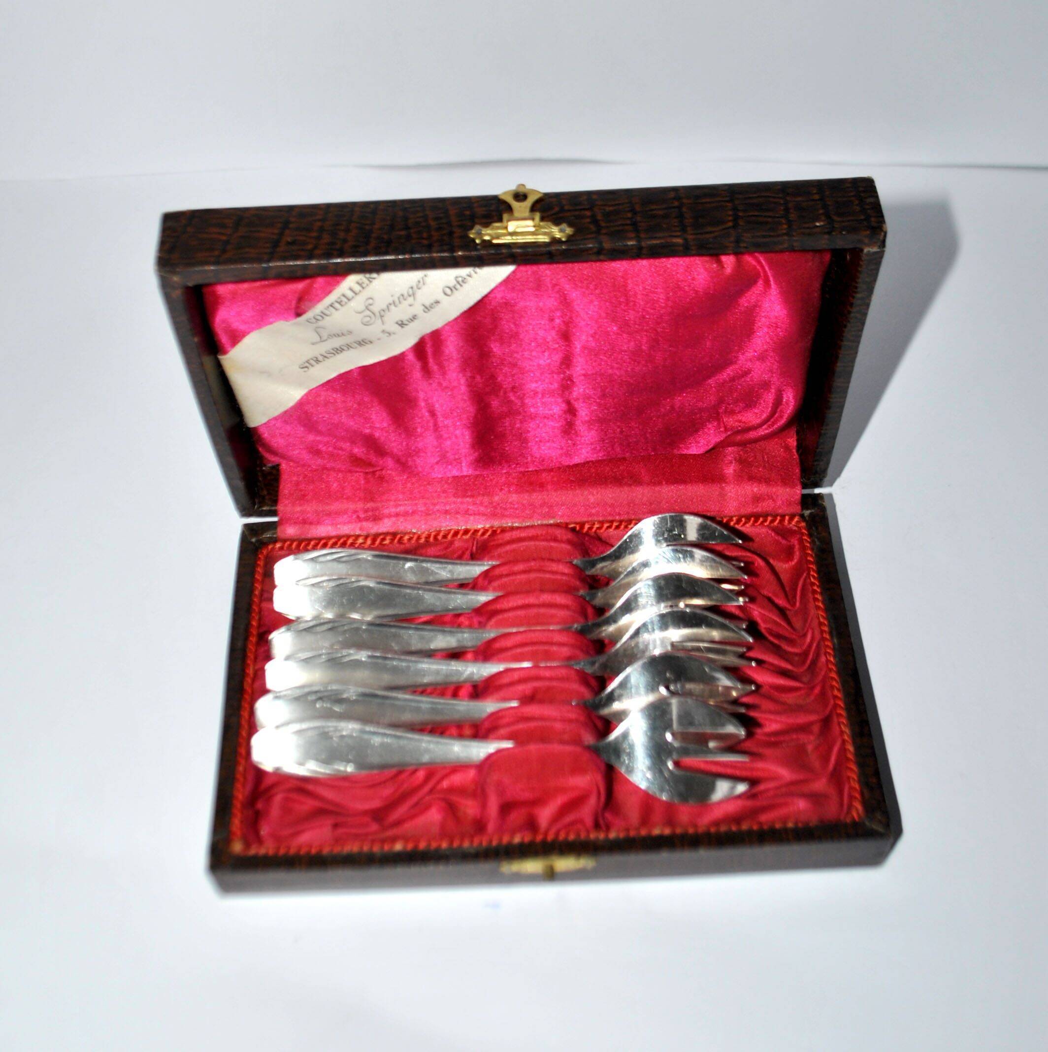 Gulden set of 6 art deco dessert forks in silver-plated metal 13 cm alsace