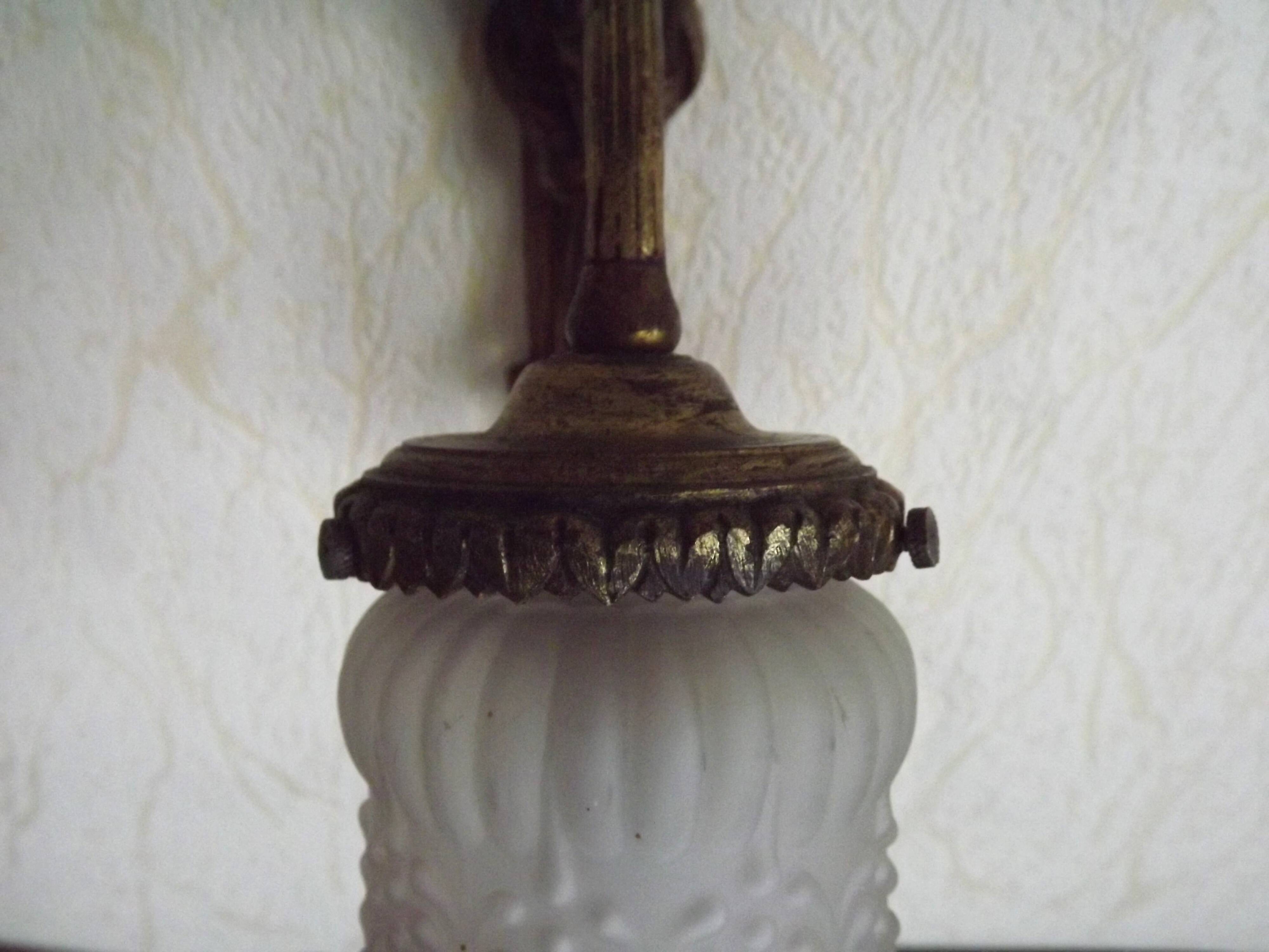 French Bronze Empire Style Ribbon & Bows Wall Light with Frilled Glass Shade 5140