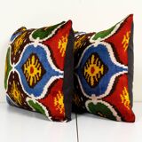 Set of two 16" x 20" ikat velvet pillow covers