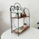 Vintage wall or table shelf in wrought iron and rattan