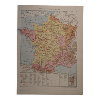 Lithographie originale sur la france (anciennes provinces + industrie)