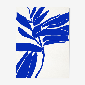 Botanical illustration in blue, 50x70cm