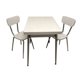 Gray strillee white formica table with 2 chairs 60s