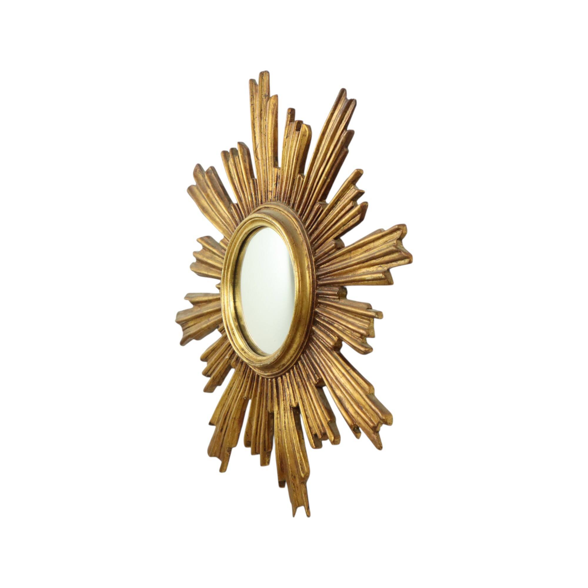 Large Sun Mirror Gold Leaf Gilded Sunburst Mirror 54cm