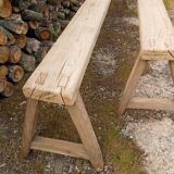 Pair of oak farmhouse benches 228 cm