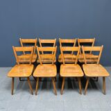 Set of eight german stick chairs from the 1950